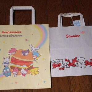 ①Sanrio Hello Kitty ショップ袋 ②MOS BURGER Sanrio Characters ショップ袋