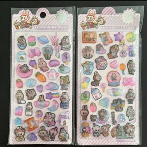 3D 立体 ぷくぷくシール ボンボンドロップシール ラブブ 2枚セット