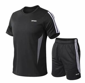 XL スポーツウェア　上下　セット　メンズ　半ズボン　ランニングジムフィットネスサッカーサイクリングトレーニング 新品　送料無料