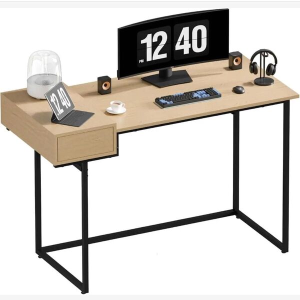 デスク 引き出し付き テーブル 幅120cmX奥行55cm パソコンデスク 勉強机 学習机 木製 おしゃれ