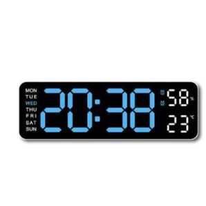 デジタル時計 ブルー 多機能 LED 置き時計 掛け時計 目覚まし 日付 温度