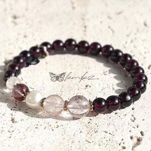 【深緋】スーパーセブン/ゴールドルチル/ガーネット/ヒマラヤ水晶/天然石ブレスレット