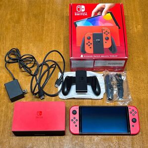 早い者勝ち!Nintendo Switch 有機ELモデル マリオレッド 限定 ブルーライトフィルム&256GB SDカード付き