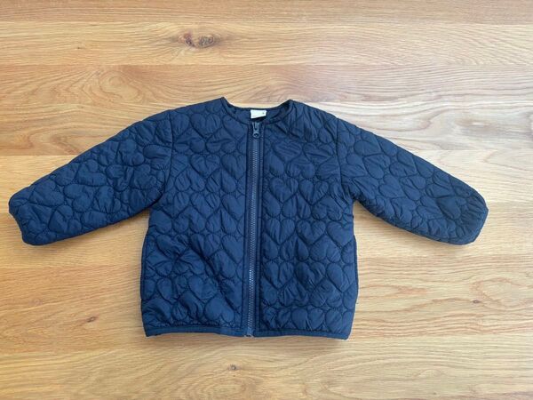 petit main プティマイン ハートキルティングジャケット 90 ネイビー