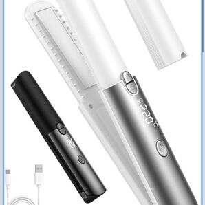 ストレート ヘアアイロン コードレス ミニ18mm 6000mAh大容量バッテリー2WAY カール ストレート 前髪 白色