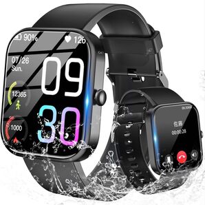 スマートウォッチ 2インチ 通話機能 AI音声アシスタント連携 100+種類運動モード iPhone/Android対応 防水