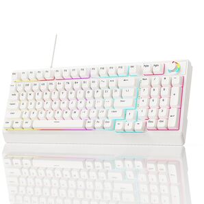 数字キー 音量調整 ゲーミング キーボード USB LED オフィス 98 有線 ホワイト