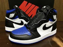 20年製 NIKE AIR JORDAN 1 RETRO HIGH OG ナイキ エアジョーダン オリジナル AJ1【555088-041】ROYAL TOE ロイヤル トゥー 黒 青 US7.5_画像1