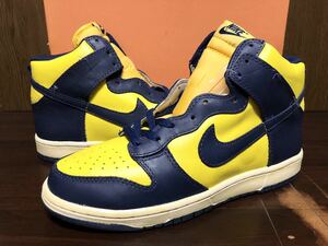 07年製 NIKE DUNK HI QK VNTG MICHIGAN SCHOOL ナイキ ダンク ミシガン 大学 ビンテージ【318544-741】ネイビー イエロー 紺×黄 US9