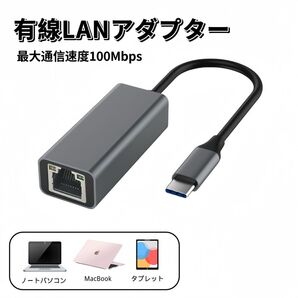 Type-C LANアダプタ 100Mbps USB C LAN変換アダプター 有線LANアダプター USB イーサネットアダプタ