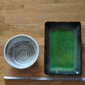 和食器 渦巻き柄 角皿