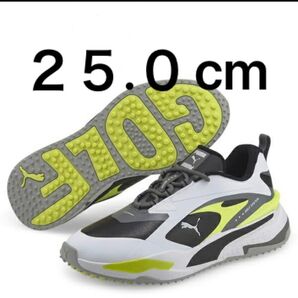 25.0cm【新品未使用】メンズプーマ ゴルフシューズ GSファスト 376357-06(ホワイト×イエロー)プロ使用モデル