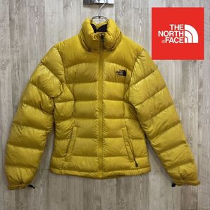 【海外限定】 ノースフェイス ダウンジャケット イエローフードなし レディース 80/S 150cm〜160cm
