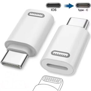 Lightning ライトニングから Type-C 変換アダプター 白色 1個 急速充電 ライトニング → USB-C