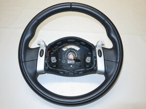 美品！　ミニ　MINI 　ＲＥ１６　Ｒ５０　Ｒ５２　Ｒ５３　ＢＭＷ　パドル付き！　純正　革　ステアリング　ハンドル　管理番号（Q-6727）