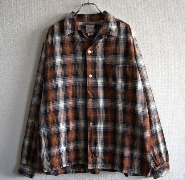 【美品/60s】BRENT【オープンカラー ウール オンブレチェックシャツ】