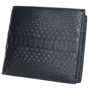 X03 ★ダイヤモンド パイソン 2つ折り財布 薄型財布 メンズ 新品未使用 レディース ブラック 黒色 ヘビ革 高級 ブランド
