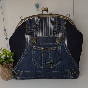 デニムリメイク がま口ショルダーバッグ ハンドメイド
