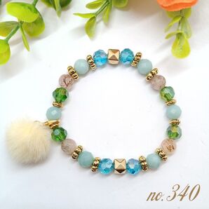 アマゾナイト・スーパーセブンルチルクォーツのお守りブレスレット/ 開運 パワーストーン