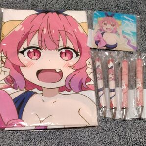 小林さんちのメイドラゴン イルル 6点セット セガラッキーくじオンライン マルチクロス アクリルコースター ボールペン シャーペン