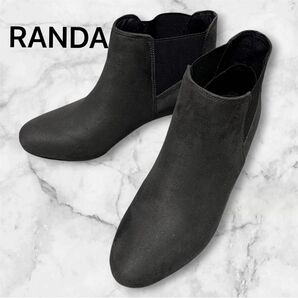 RANDA ストレスフリーサイドゴアショートブーツ ヒール Mサイズ 濃いグレー ブラック