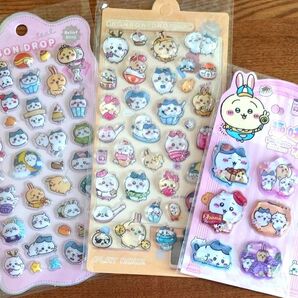 ちいかわシール 3点セット ハチワレ うさぎ 3D 立体 ぷくぷく 水入りご褒美シール