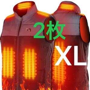 電熱ベスト 隠れ式電熱スイッチ 収納袋&洗濯ネット&日本語説明書付き XL 2セット