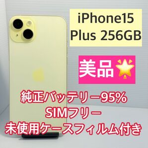 美品 iPhone 15 Plus 256GB 純正バッテリー最大容量95% 未使用ケース/フィルム付き