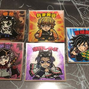 鬼滅の刃マンチョコ(ビックリマン)シール 5枚/義勇・善逸・獪岳・しのぶ・童磨