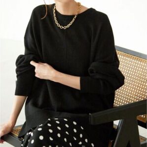 SLOBE IENA ウォッシャブルウールスムースプルオーバー ブラック《2.3度着用》スローブイエナ イエナ