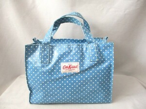 Cath Kidston/キャスキッドソン◇ボックス型ハンドバッグ　ブルー　ドット柄　コーティング生地　W29.5cm