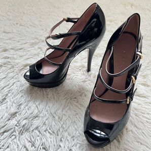 グッチ Vernice Crystal Lisbeth プラットフォームパンプス