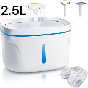 ペット用自動給水器 2.5L 自動給水機 循環型 静音ポンプ 多重濾過 ホワイト 給水器 ホワイト
