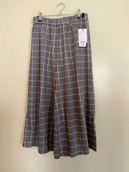 チェック柄ワイドパンツ グレー フリーサイズ 未使用 タグ付き
