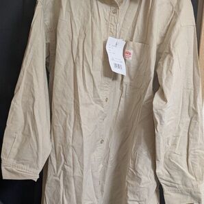 JaVaコラボ 長袖 ドロップショルダー BIGシャツ ベージュ M