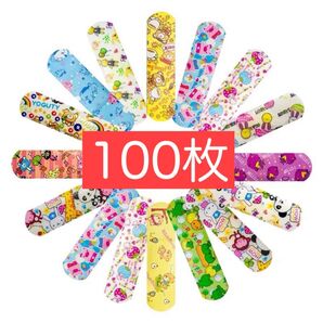 100枚 可愛い キャラクター絆創膏 子供 子ども カットバン バンドエイド 動物 絵柄 乗り物 お花 プレゼント コレクション