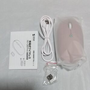 サンワダイレクト ワイヤレスマウス 充電式 静音 薄型 かわいい ブルーLED ピンク 400-MAW176P