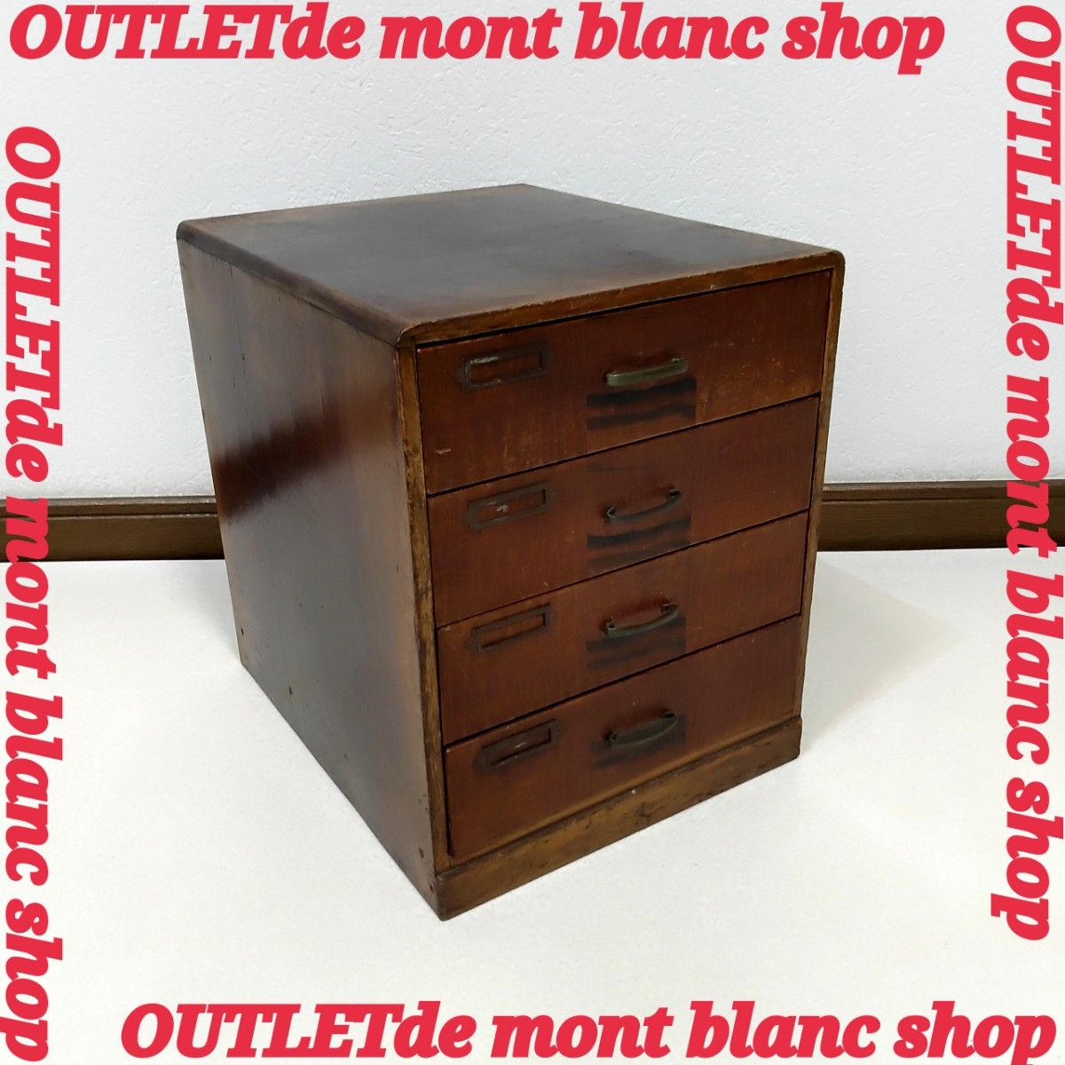 アンティーク古道具 引き出し4杯小引き出し レターケース ネームプレート付き