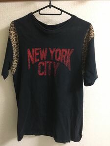 SCHOTT ショット　アニマル柄切替半袖Tシャツ　NEWYORKCITY M?