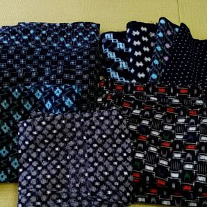 木綿 絣着物 子供用6点とハギレ4種まとめ売り リメイク 久留米絣 伊予絣 など 古布