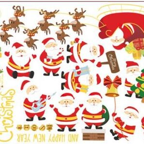 クリスマスウォールステッカー サンタクロース トナカイ デコレーション かわいい 可愛い 壁装飾 壁に貼るシール 店舗 窓の飾り