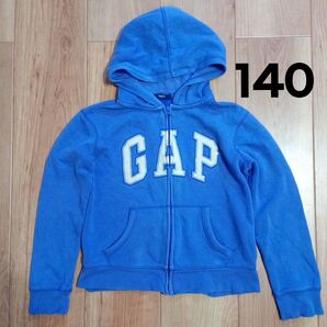 GAP 140 パーカー 裏起毛 フルジップ スパンコール ラメ 上着 青紫 KIDS キッズ L ジップアップ ギャップ