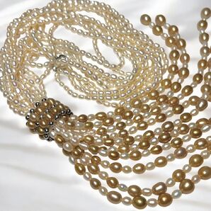 本真珠 5連 ベビーパール バイカラー ナイアガラ ロングネックレス 925刻印 pearl necklace jewelry