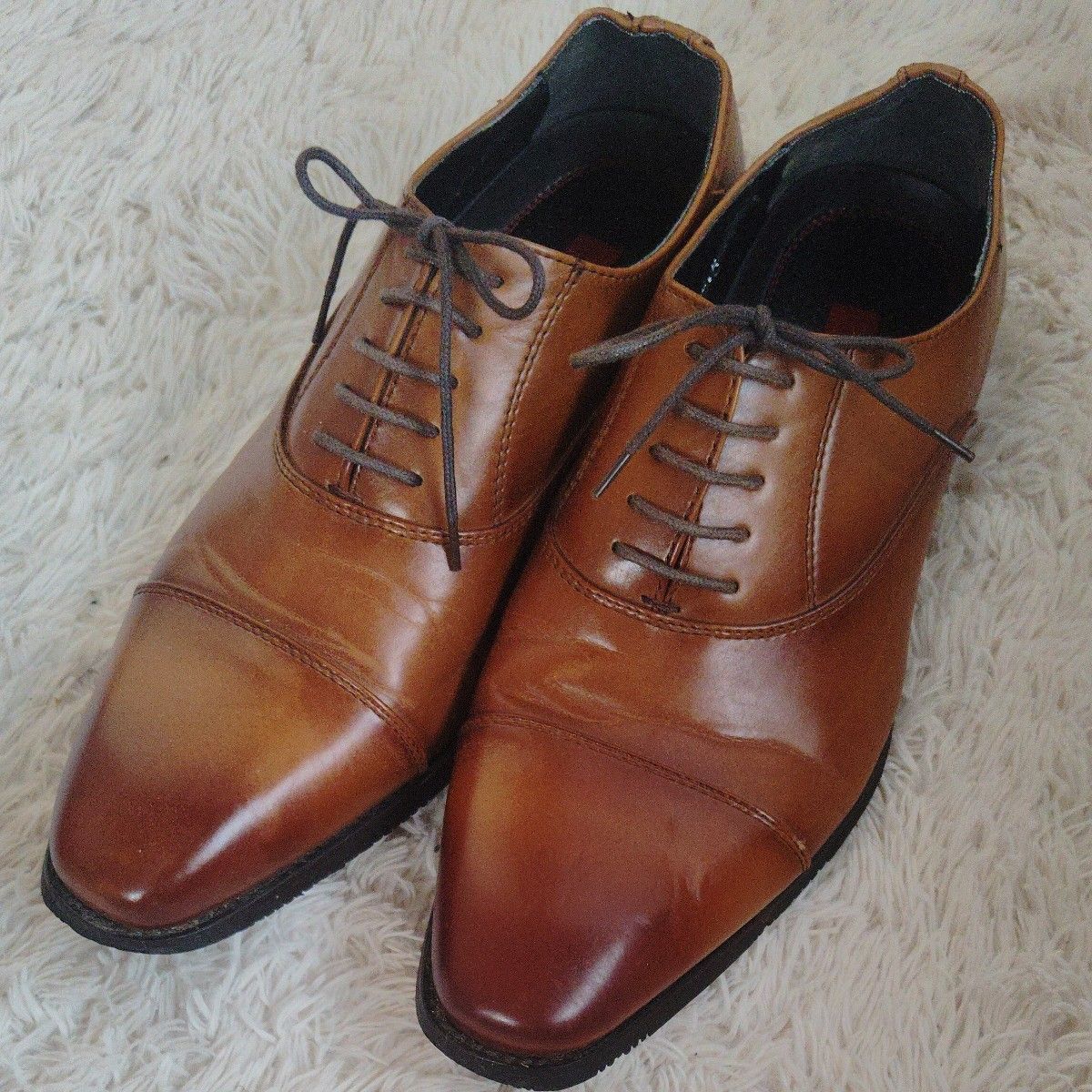 メンズビジネスシューズ ストレートチップ レースアップ ブラウン 25.5cm