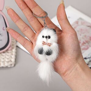 ミンクの毛狐ネットレッドインスタ風が可愛いバッグストラップキーホルダー