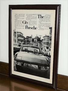 1973年 USA '70s 洋書雑誌広告 額装品 Porsche 914 ポルシェ ( A4サイズ ）