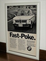 1973年 USA '70s 洋書雑誌広告 額装品 BMW 2002 / FAST-POKE. ( A4サイズ ）_画像1