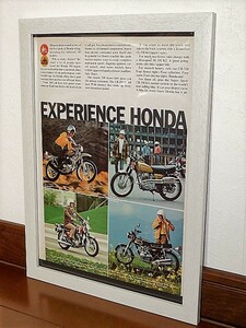 1973年 USA 洋書雑誌広告 額装品 Honda SL350 K2, CL350 K4, CB350 K4, CB350G ホンダ ( A4サイズ ）