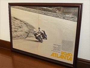 1974年 USA 洋書雑誌記事 額装品 Kenny Roberts ケニー・ロバーツ Team Yamaha ヤマハ ( A3サイズ・雑誌見開きサイズ ) 