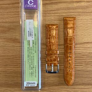 CONDOR コンドル 腕時計バンド 革ベルト クロコ型押し 20mm 茶色